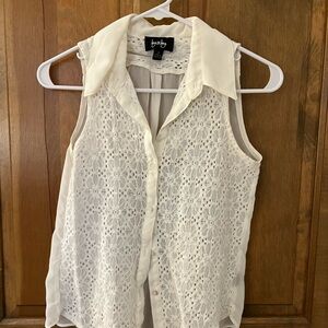 by & by Ivory Lace Button-Up Blouse